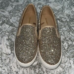 Gold glitter slip on sneaker